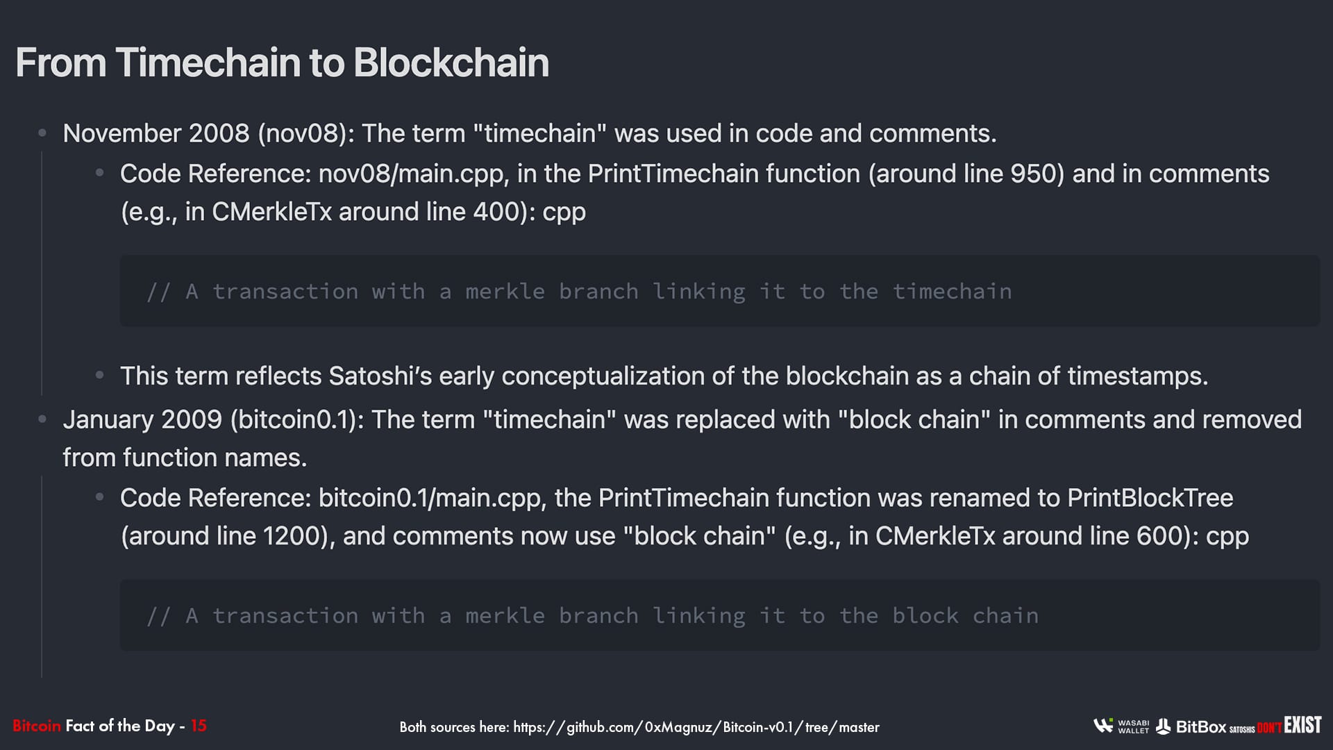 Kommentare Satoshi Nakamoto: Von Timechain zu Blockchain